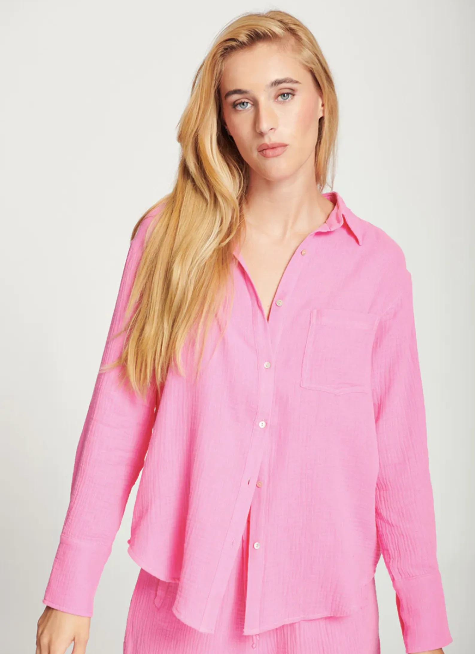 1667SDS23s Line Zosia Gauze Button-Down Shirt