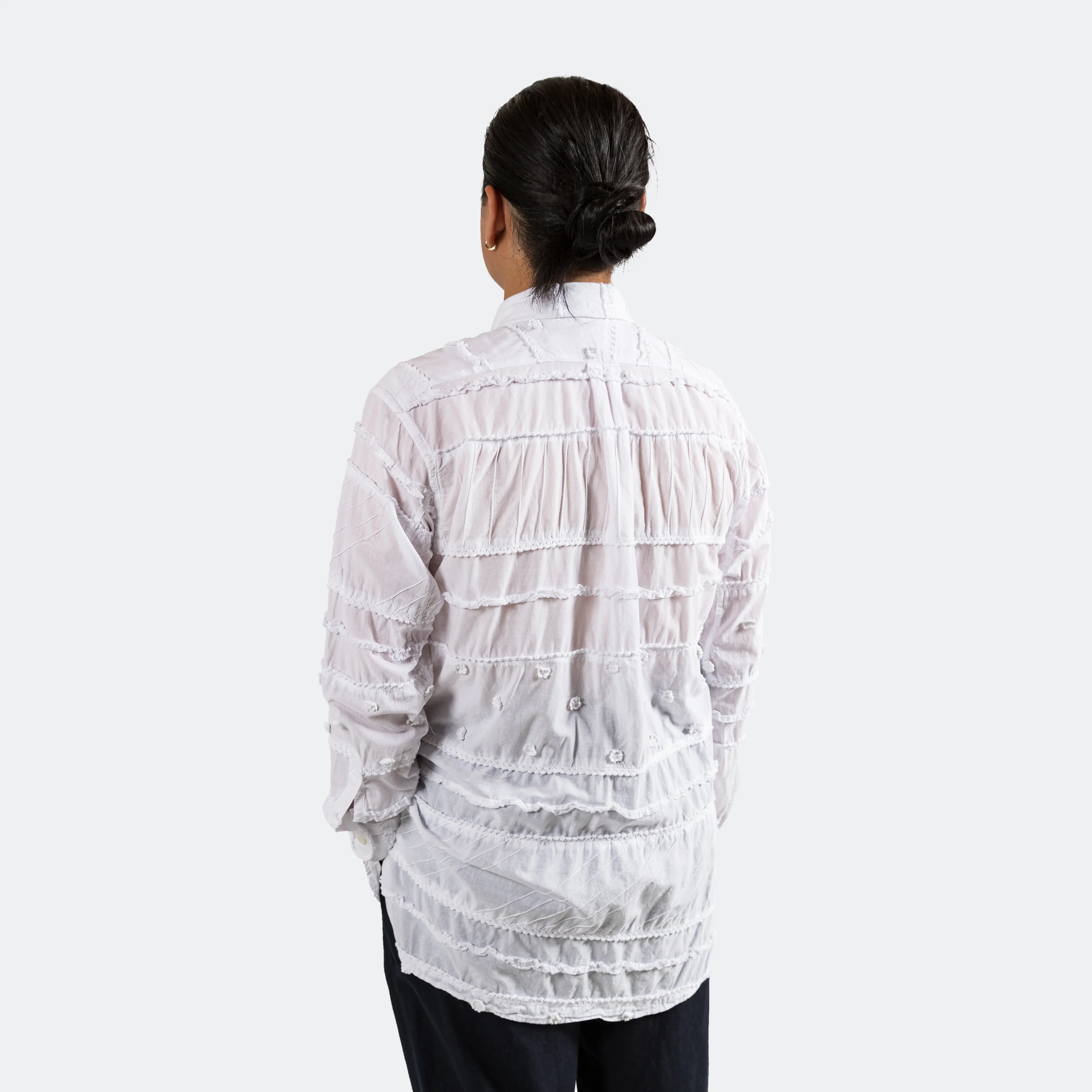 19 Century BD Shirt - White Cotton Mixed Patchwork