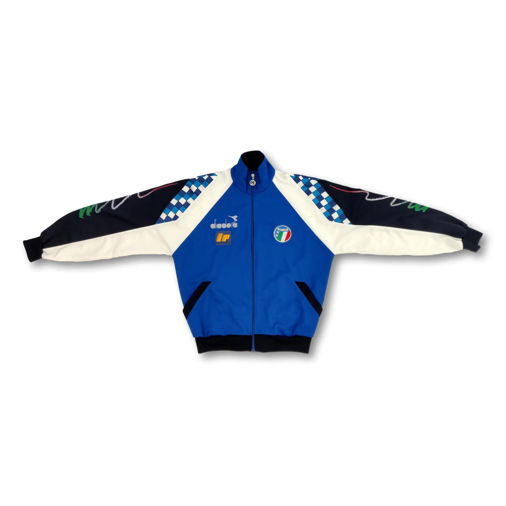 1990 blue Italy Diadora player-issue track jacket