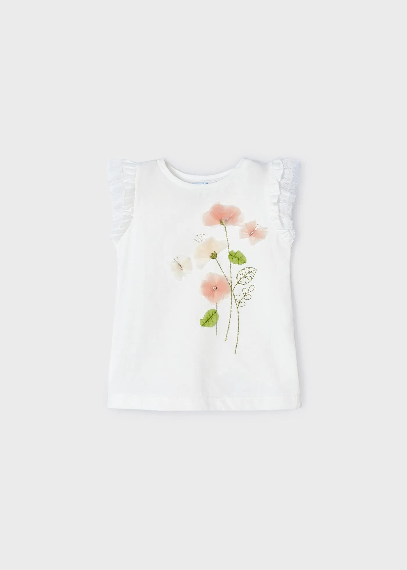 3079 - S/s t-shirt for girl - Natural-white