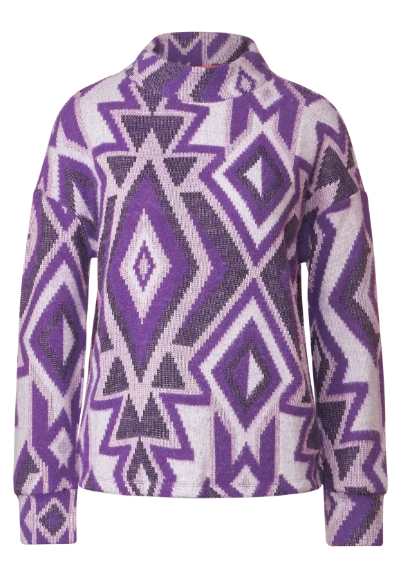 320695- Purple Print Turtle Neck Pullover - Street one