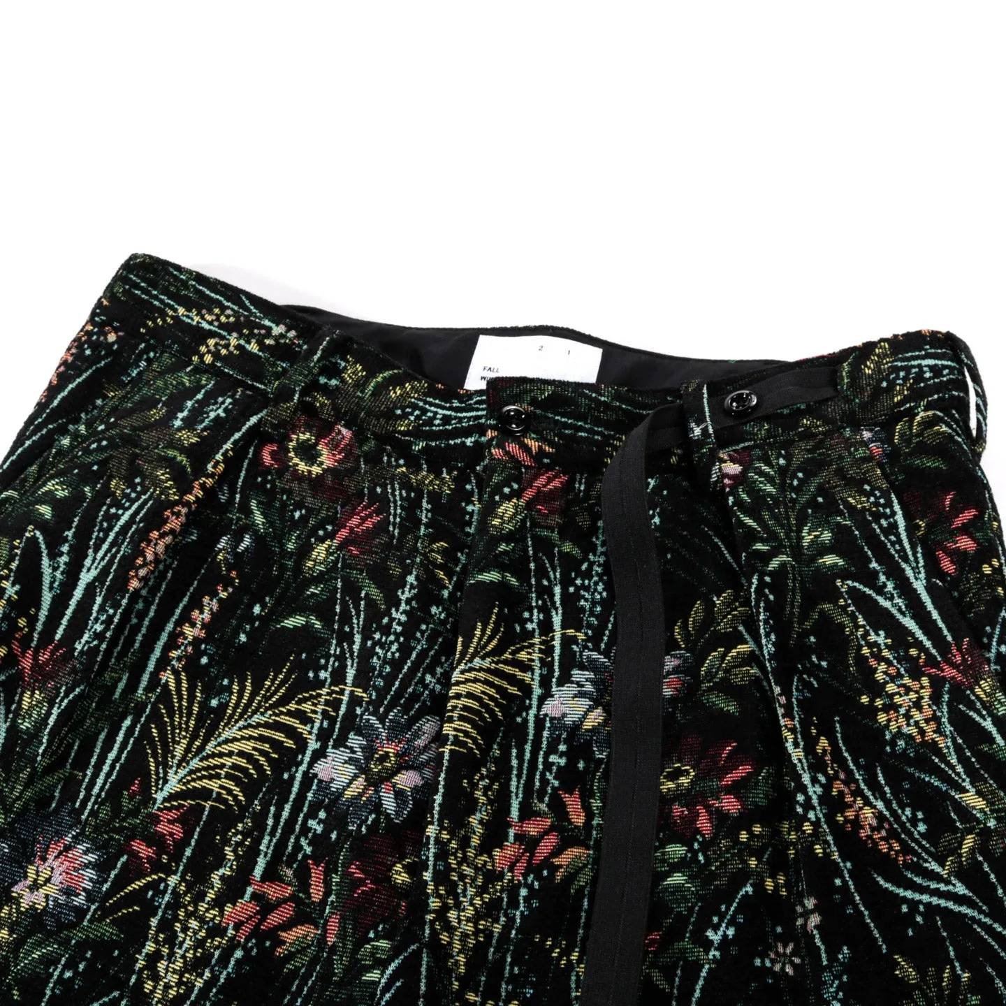 4SDESIGNS FB PLEAT PANT MULTI FLORAL GOBELIN BLACK