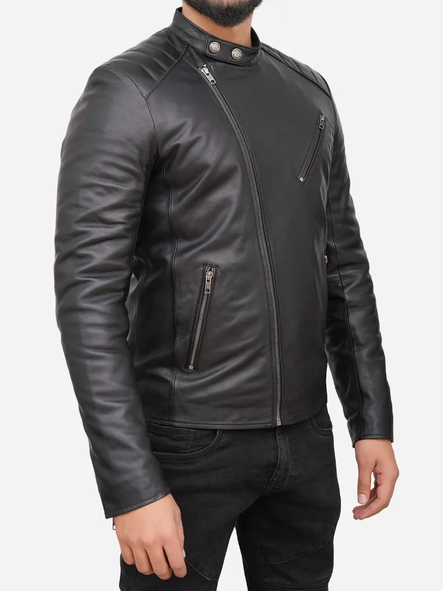 Alex Black Real Leather Biker Jacket