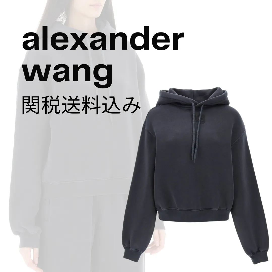 Alexander Wang  |Long Sleeves Plain Cotton Logo Hoodies & Sweatshirts