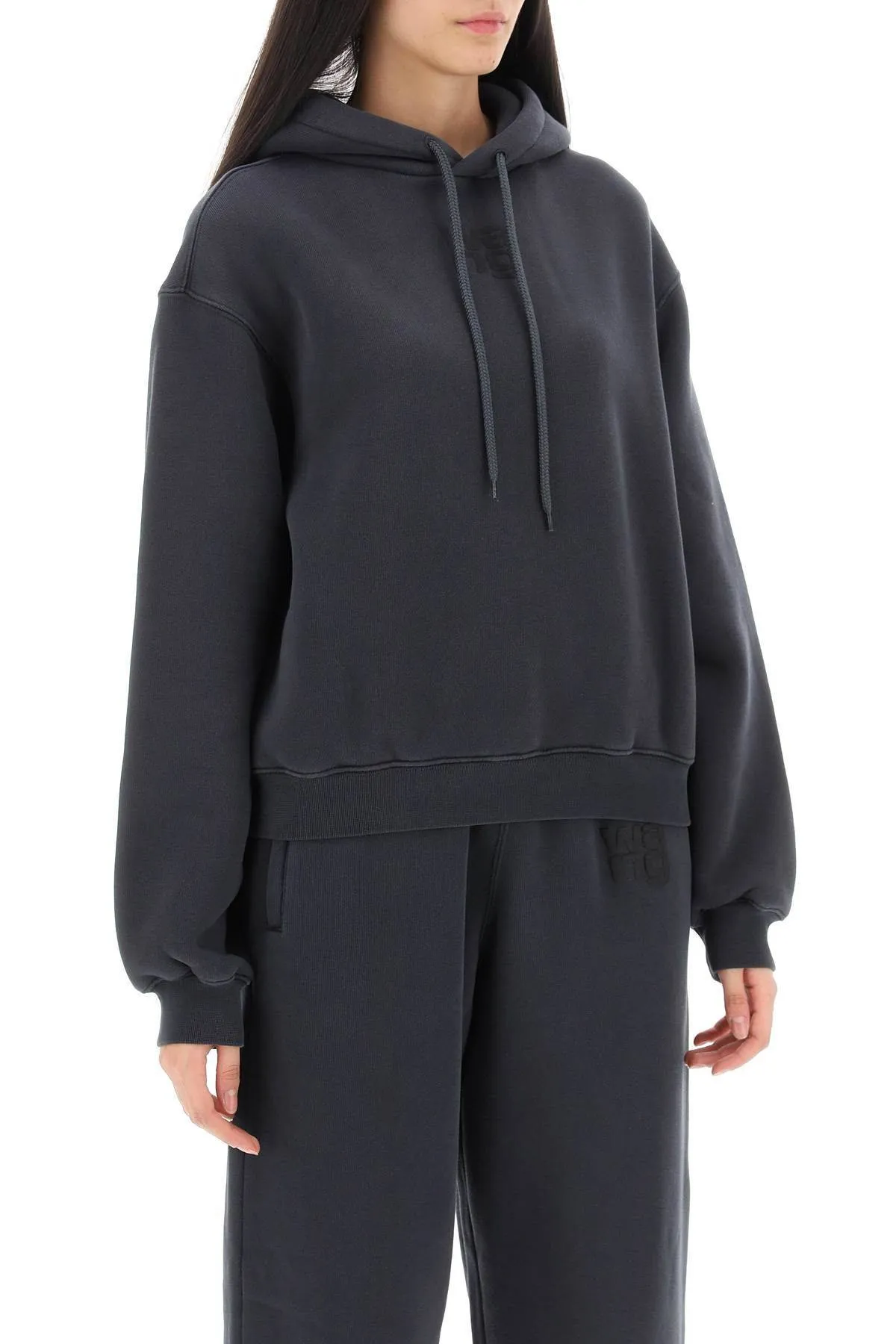 Alexander Wang  |Long Sleeves Plain Cotton Logo Hoodies & Sweatshirts