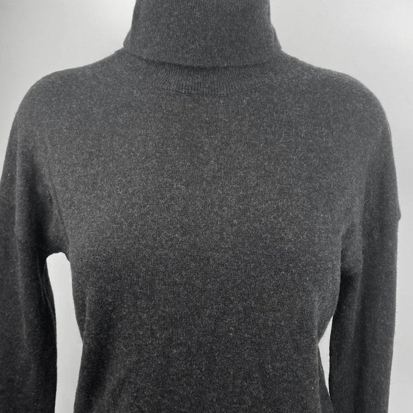 All Saints Black Hava Wool Cashmere Turtleneck Blouson Mini Sweater Dress Size S