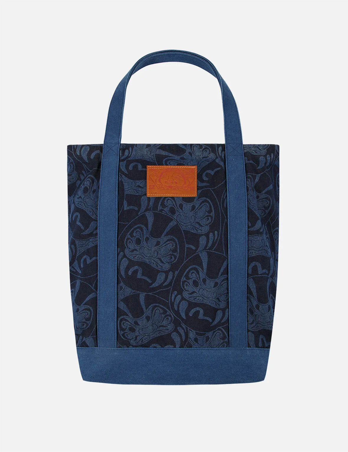 Allover Daruma Discharged-Print Denim Tote Bag