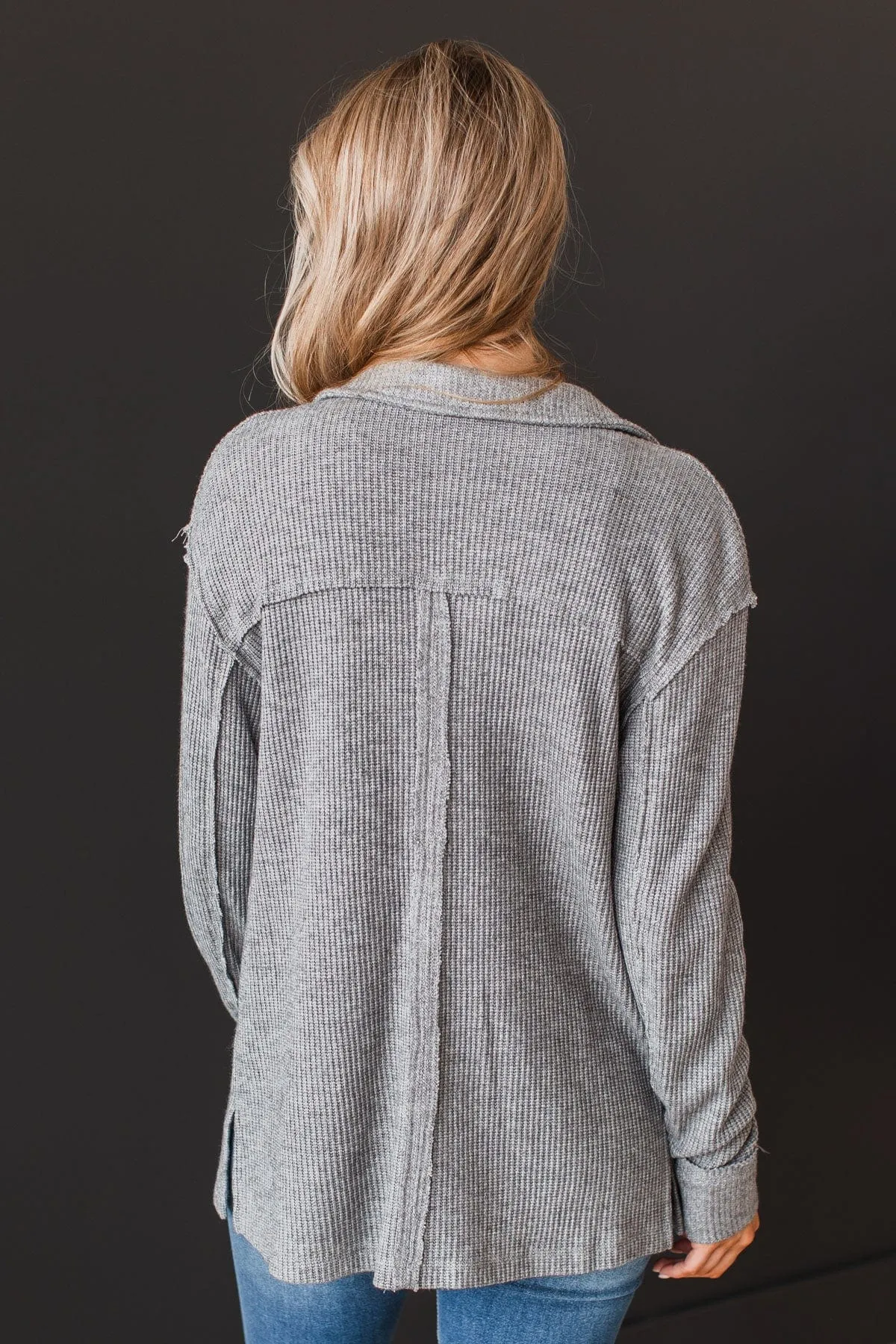 Always My Best Knit Shirt Jacket- Grey