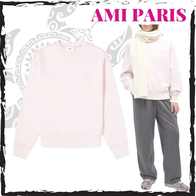 AMI PARIS  |Crew Neck Sweat Long Sleeves Plain Cotton Logo