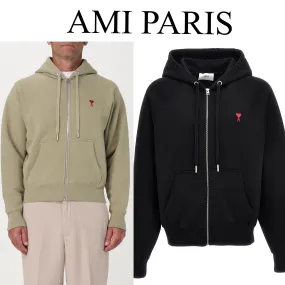 AMI PARIS  |Unisex Long Sleeves Logo Designers Hoodies