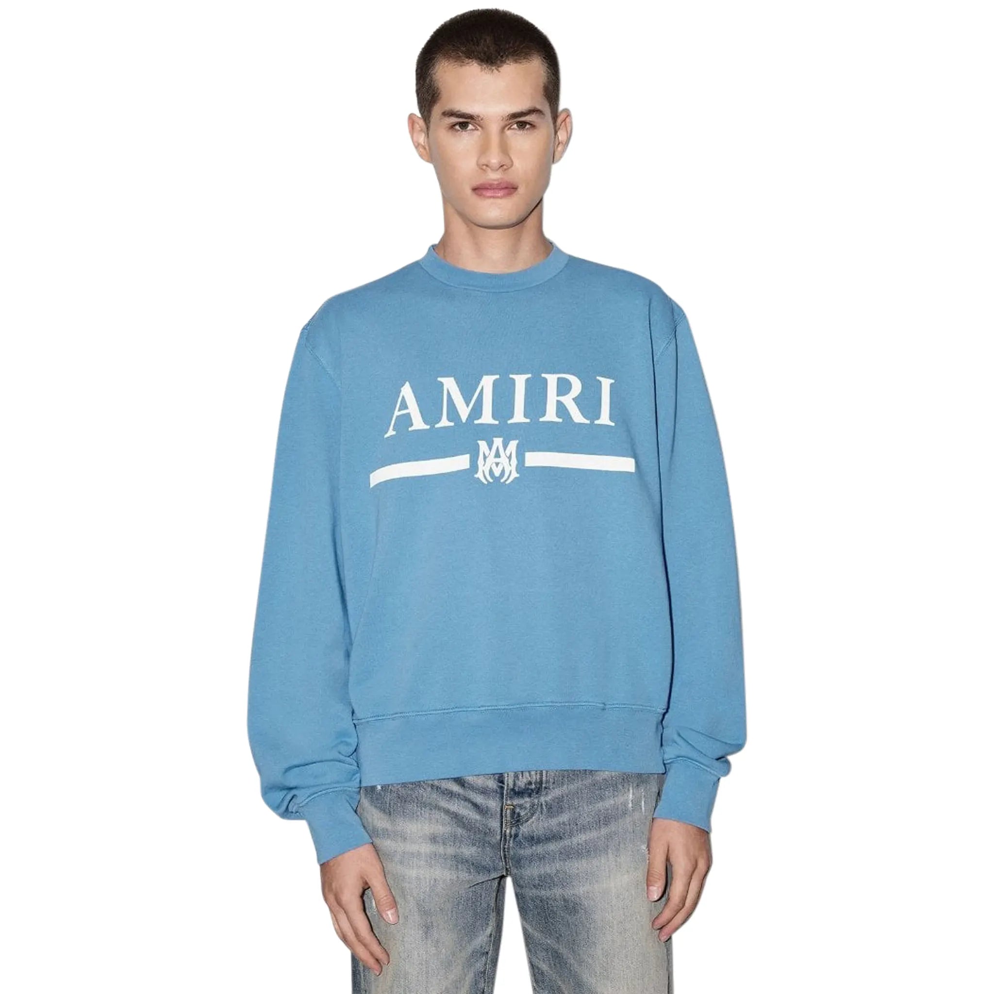 Amiri MA Bar Crewneck Carolina Blue Sweatshirt