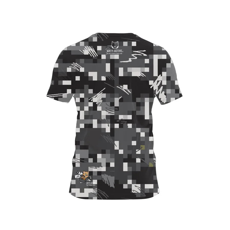 ARTY:ACTIVE Unisex's PIXEL BLACK T-shirt