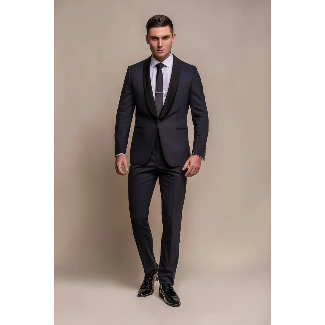 Aspen - Men's Plain Navy Tuxedo Blazer