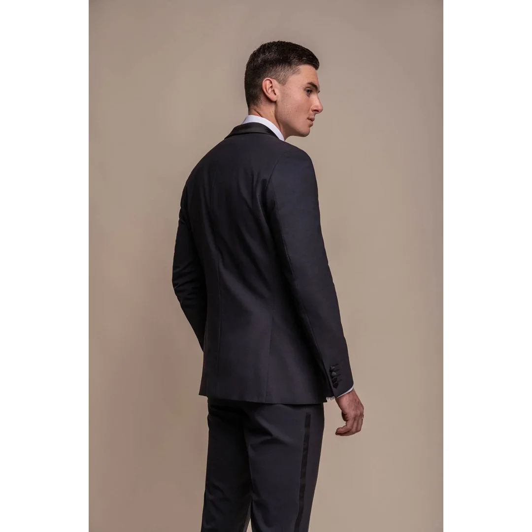 Aspen - Men's Plain Navy Tuxedo Blazer