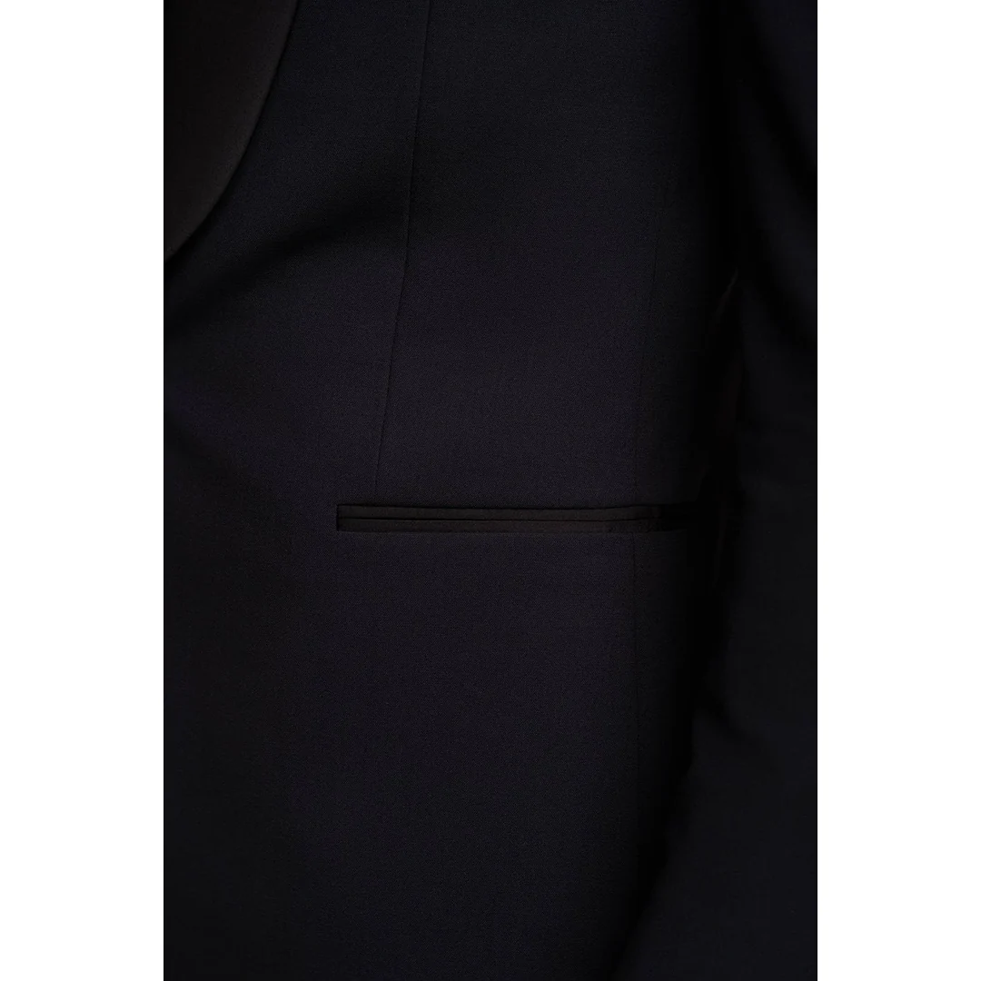 Aspen - Men's Plain Navy Tuxedo Blazer