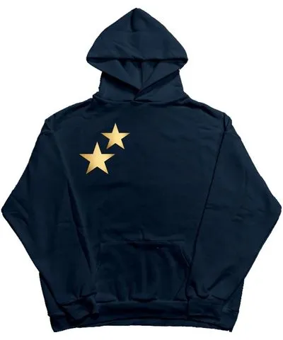 Aura & Co Women's Blue / Gold Golden Star Hoodie Navy