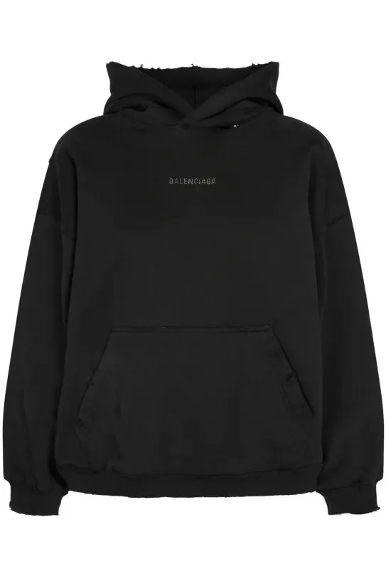 BALENCIAGA  |Long Sleeves Plain Cotton Logo Hoodies & Sweatshirts