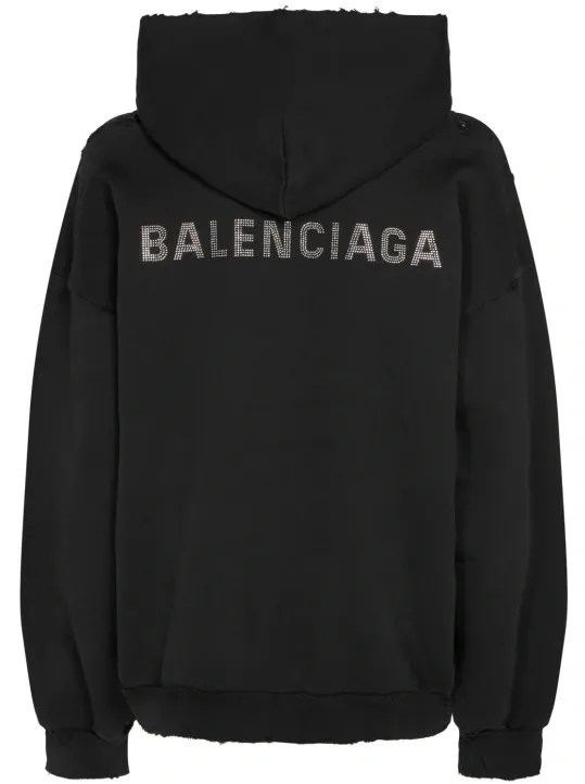 BALENCIAGA  |Long Sleeves Plain Cotton Logo Hoodies & Sweatshirts