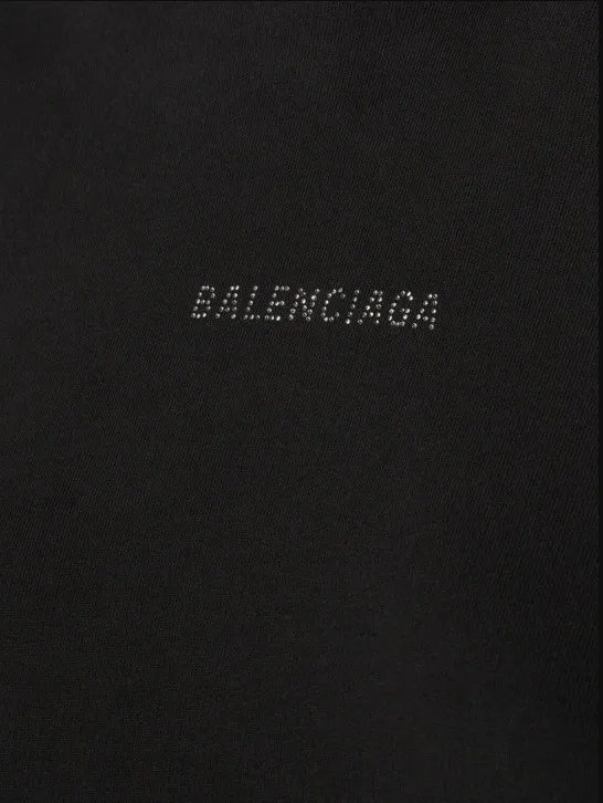 BALENCIAGA  |Long Sleeves Plain Cotton Logo Hoodies & Sweatshirts