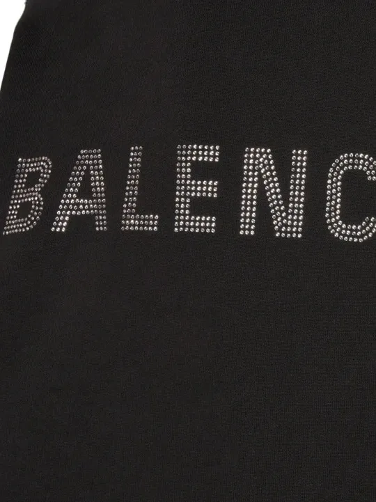 BALENCIAGA  |Long Sleeves Plain Cotton Logo Hoodies & Sweatshirts