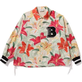 BAPE BLACK FLORAL PRINT COACH JACKET MENS