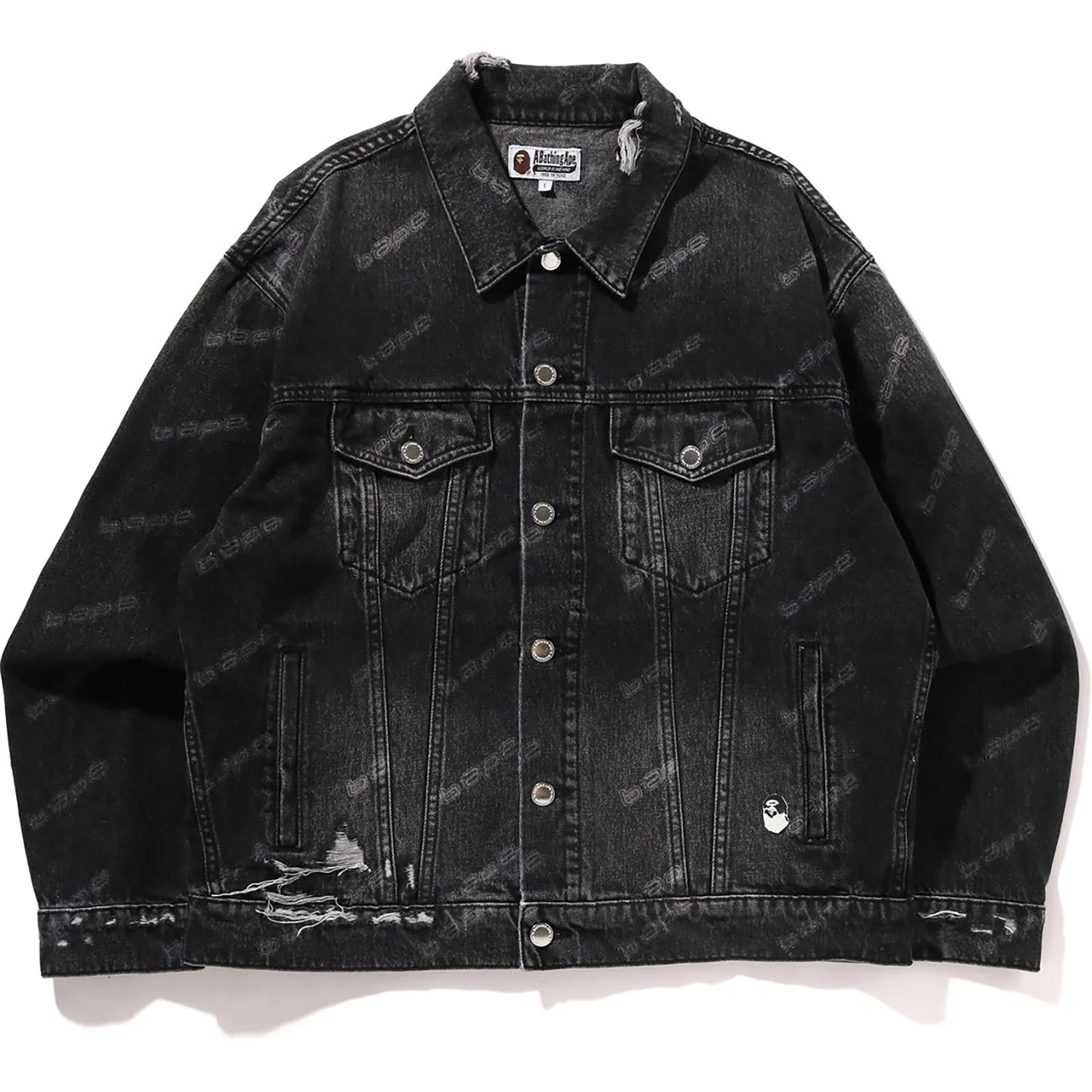 BAPE HEXAGRAM LASER DESTROY DENIM JACKET MENS