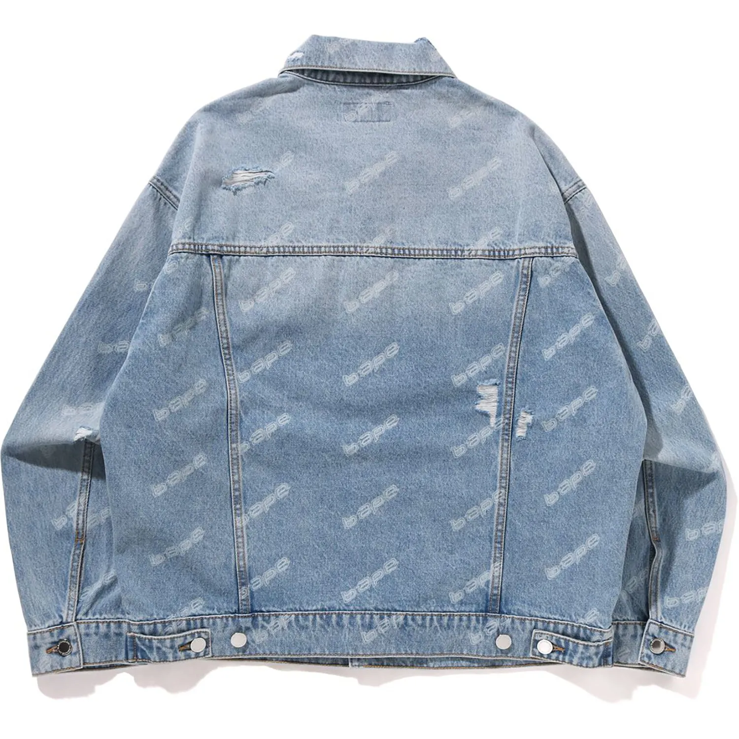 BAPE HEXAGRAM LASER DESTROY DENIM JACKET MENS