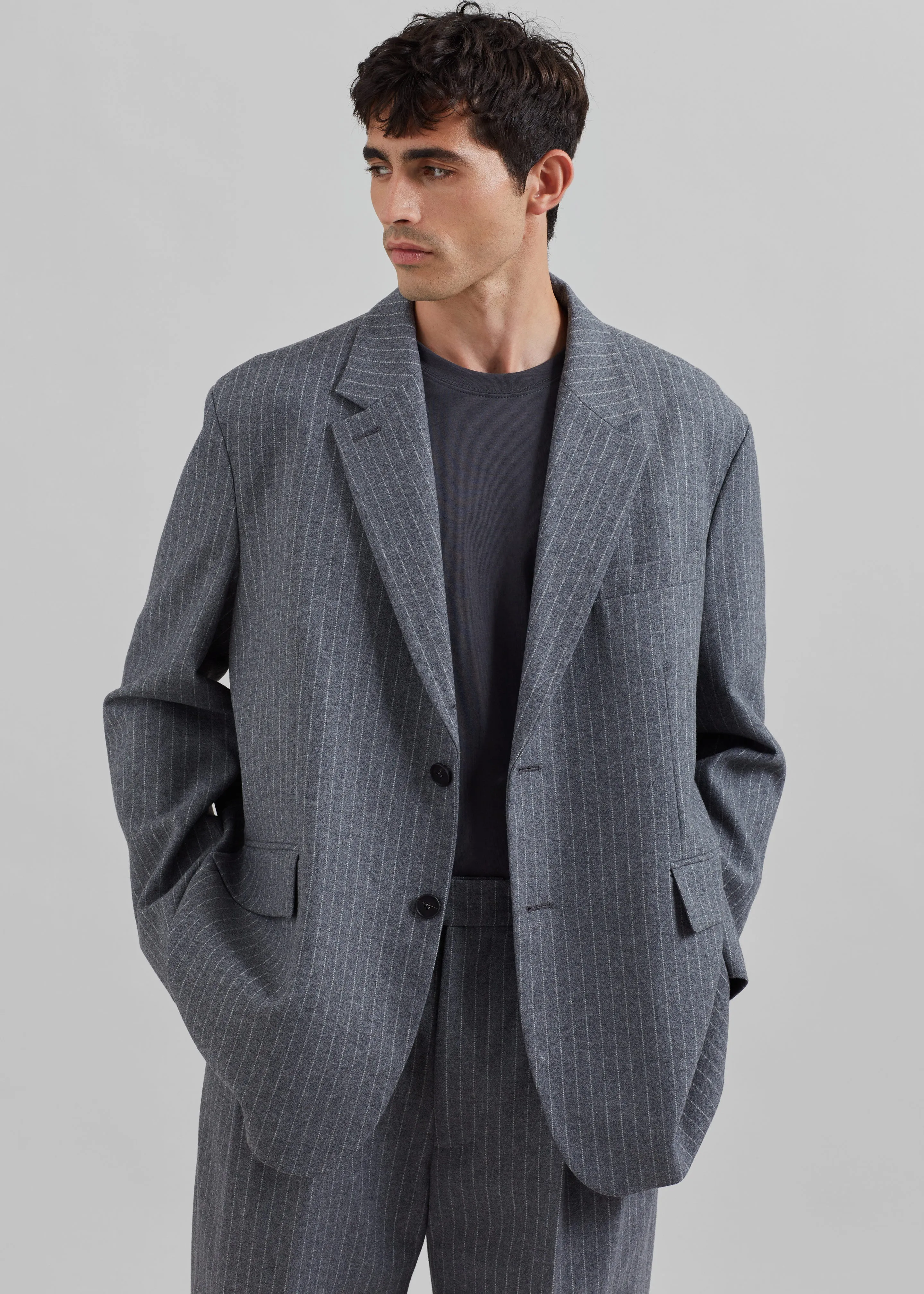 Beo Blazer - Grey/White Pinstripe