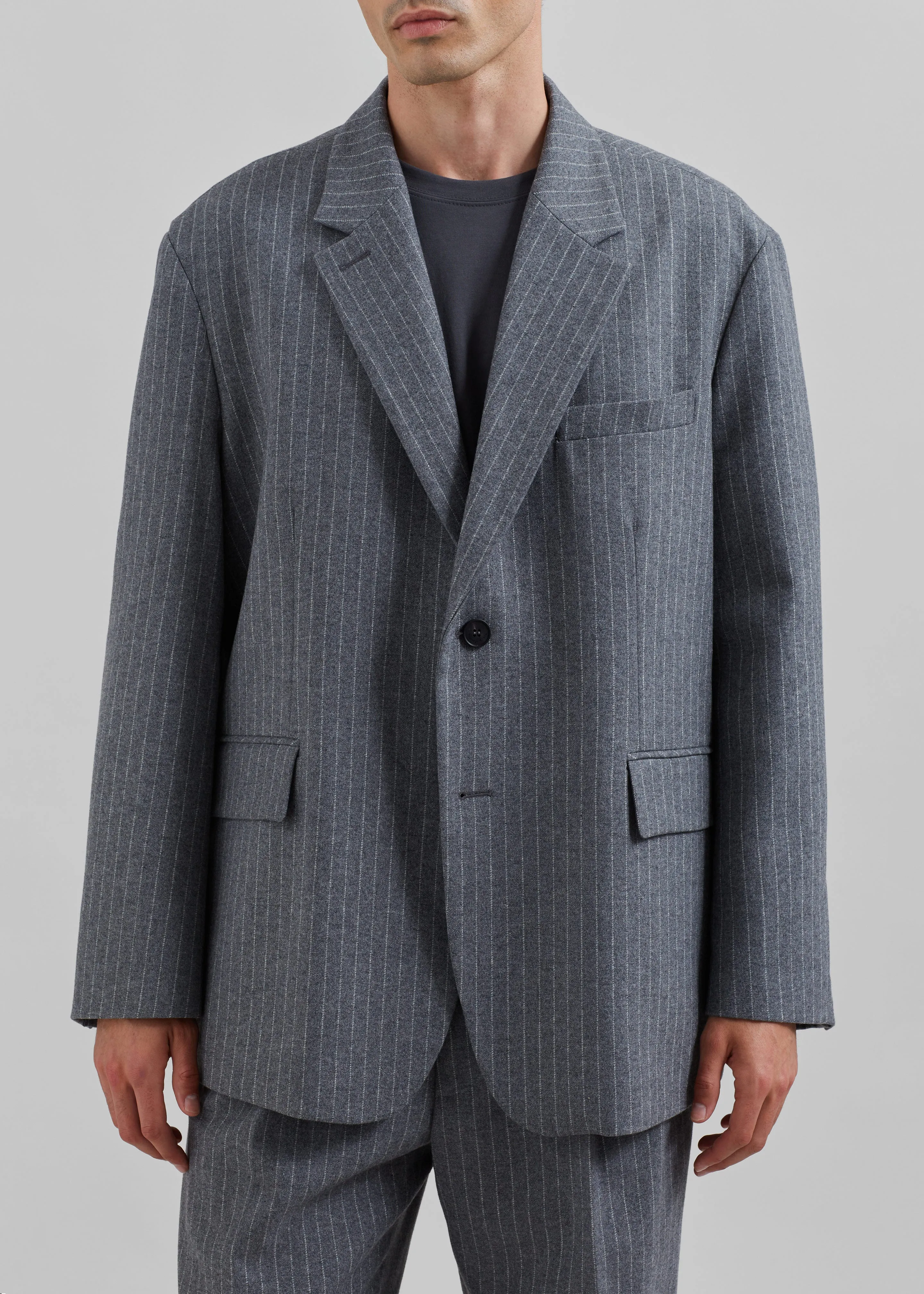 Beo Blazer - Grey/White Pinstripe