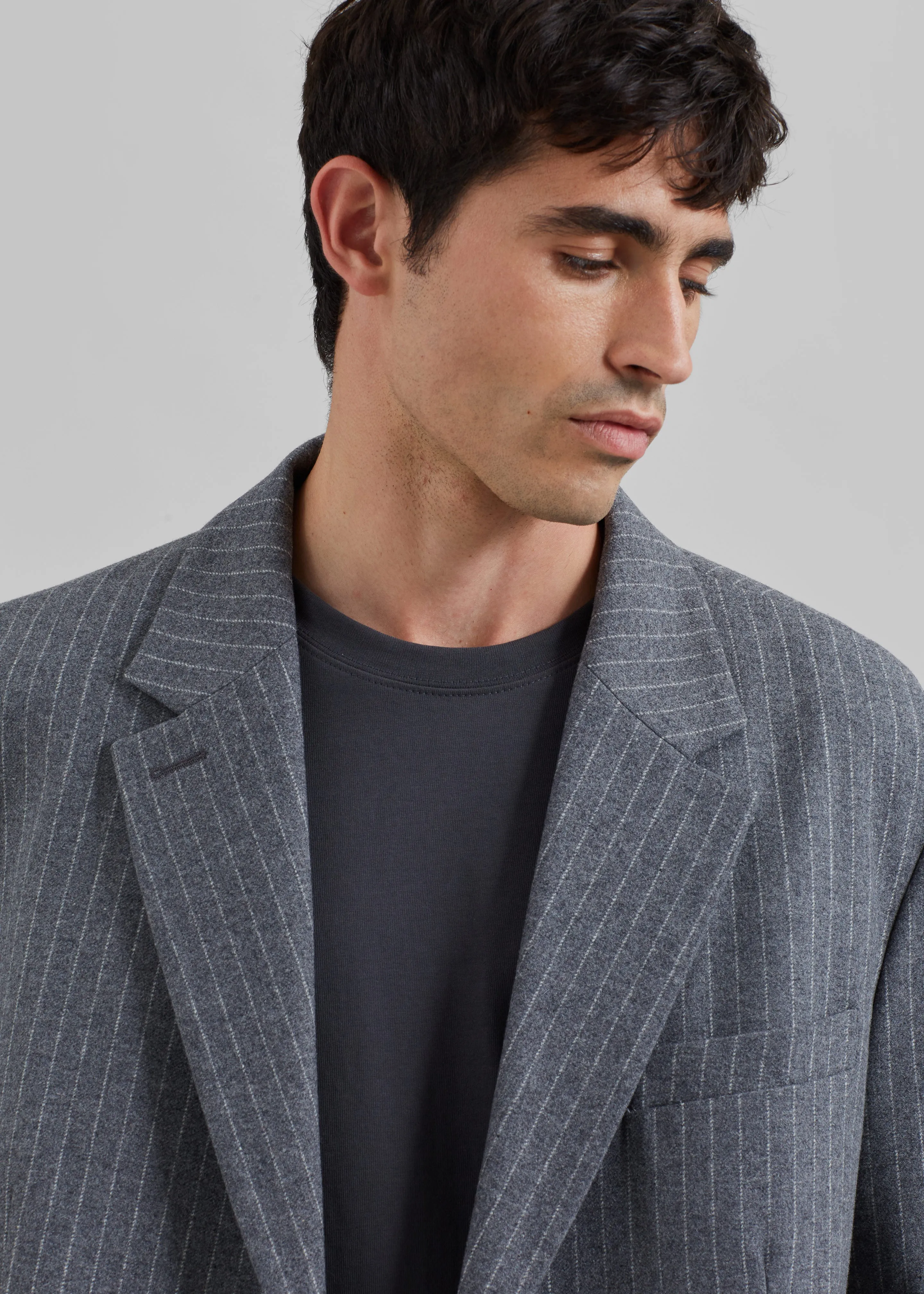 Beo Blazer - Grey/White Pinstripe