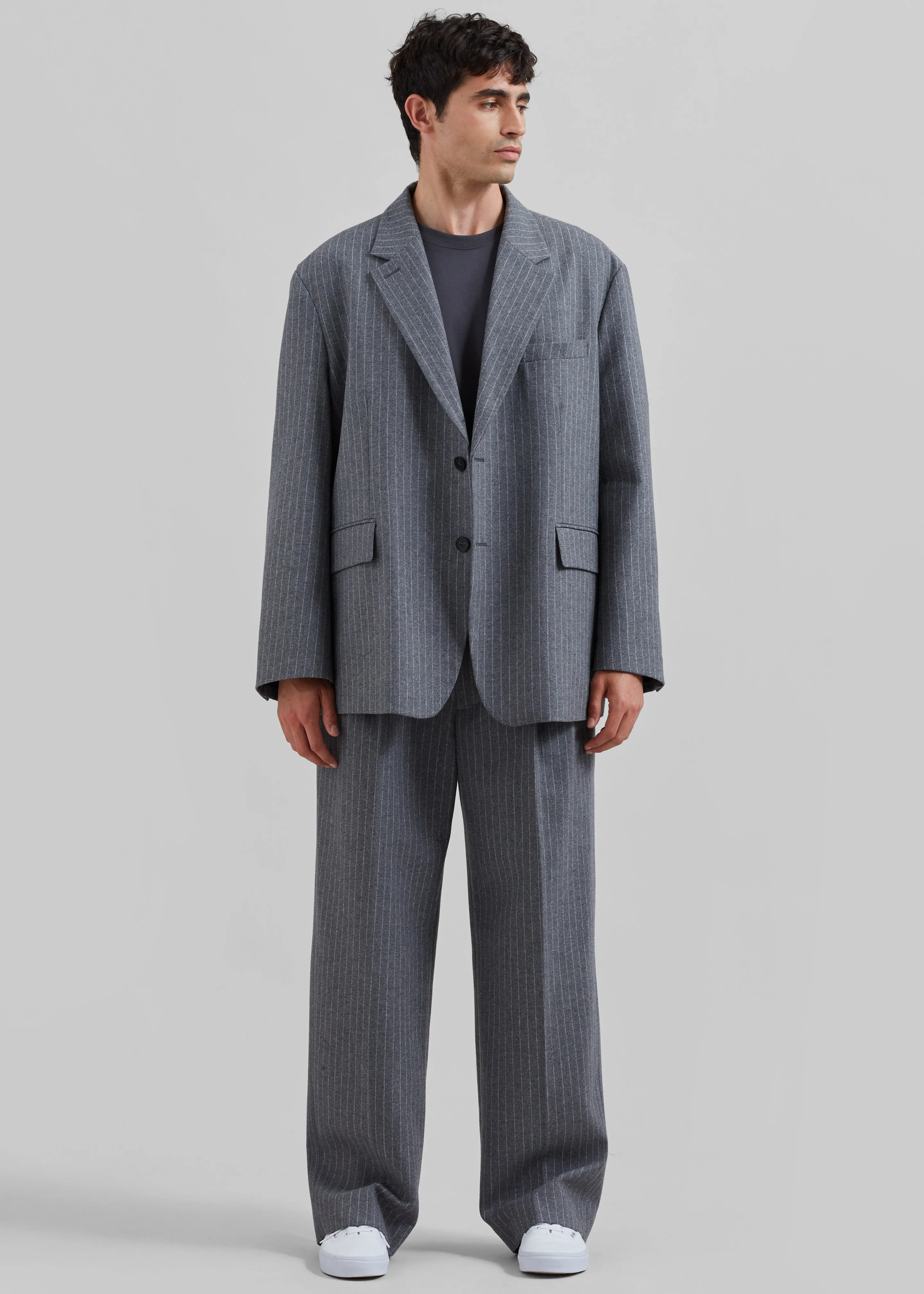 Beo Blazer - Grey/White Pinstripe