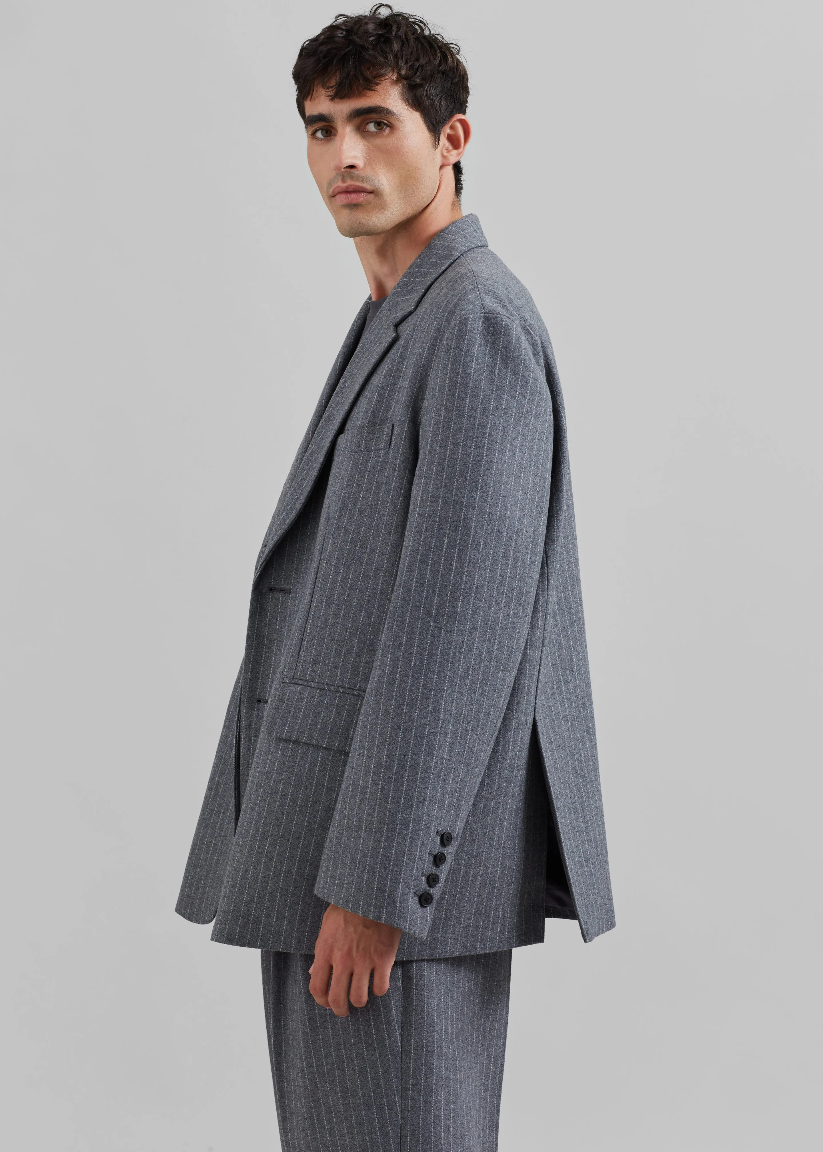 Beo Blazer - Grey/White Pinstripe