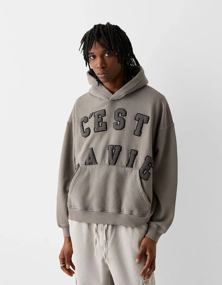 Bershka  |Sweat Long Sleeves Logo Hoodies