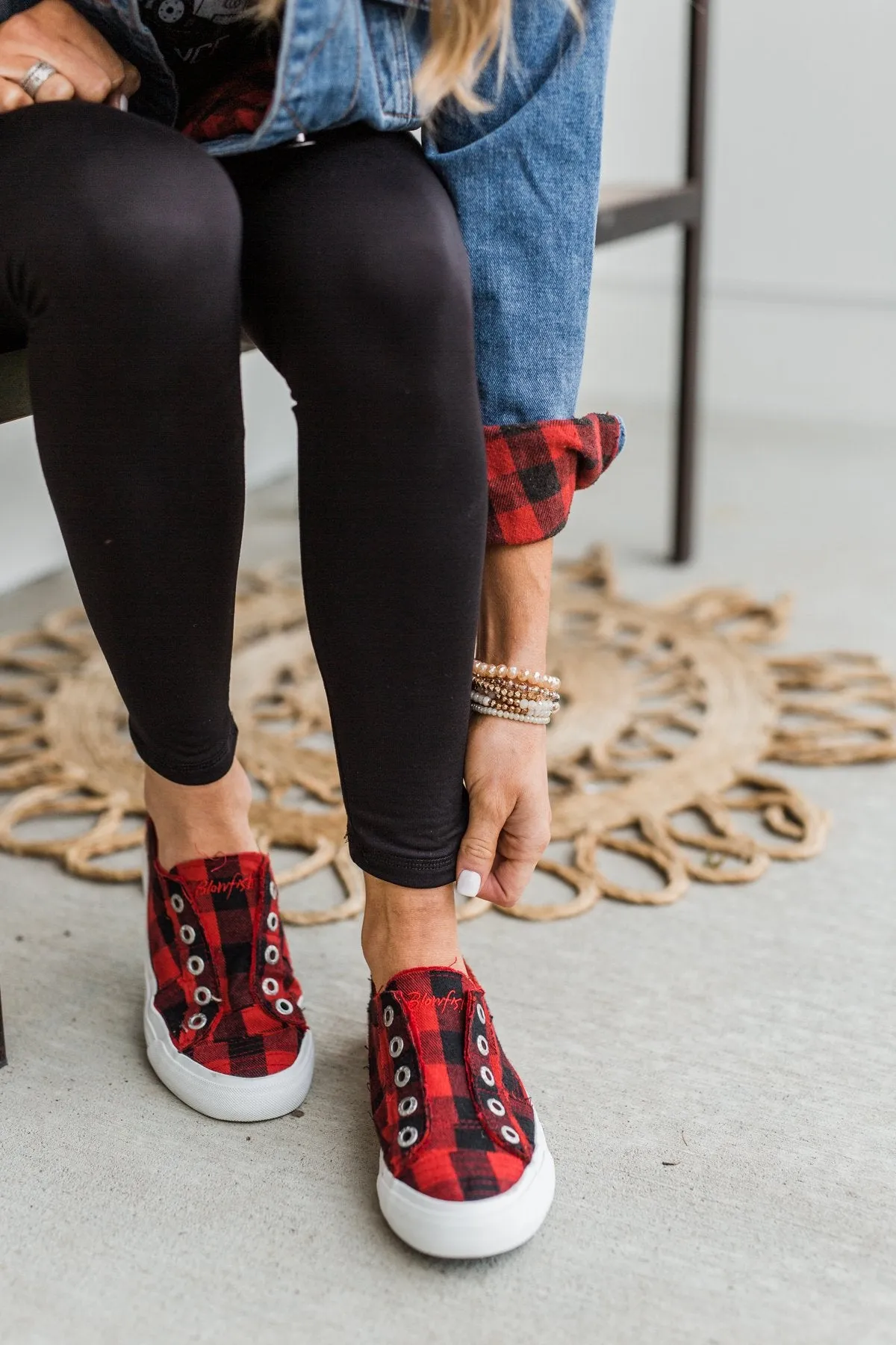 Blowfish Play Sneakers- Red Buffalo Plaid