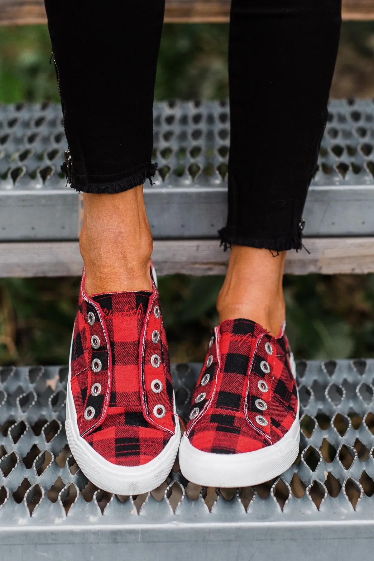 Blowfish Play Sneakers- Red Buffalo Plaid