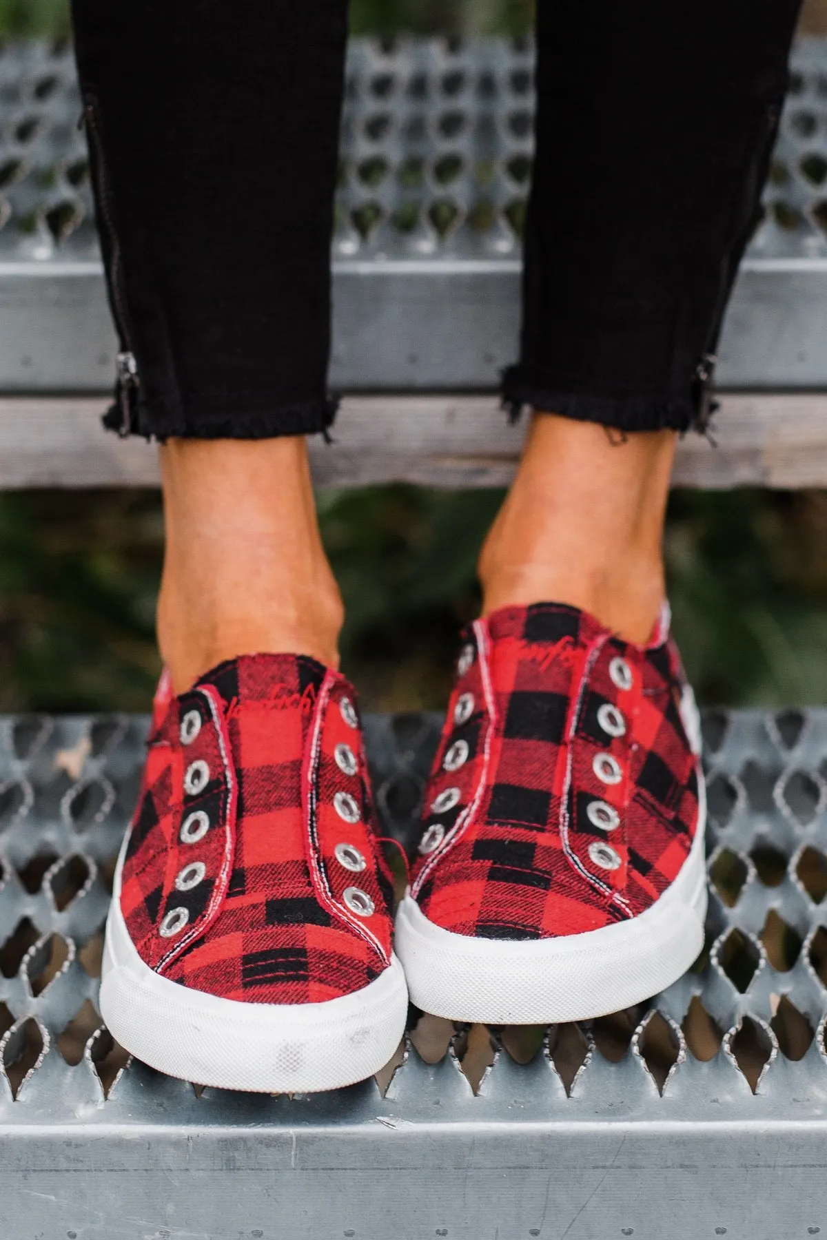 Blowfish Play Sneakers- Red Buffalo Plaid