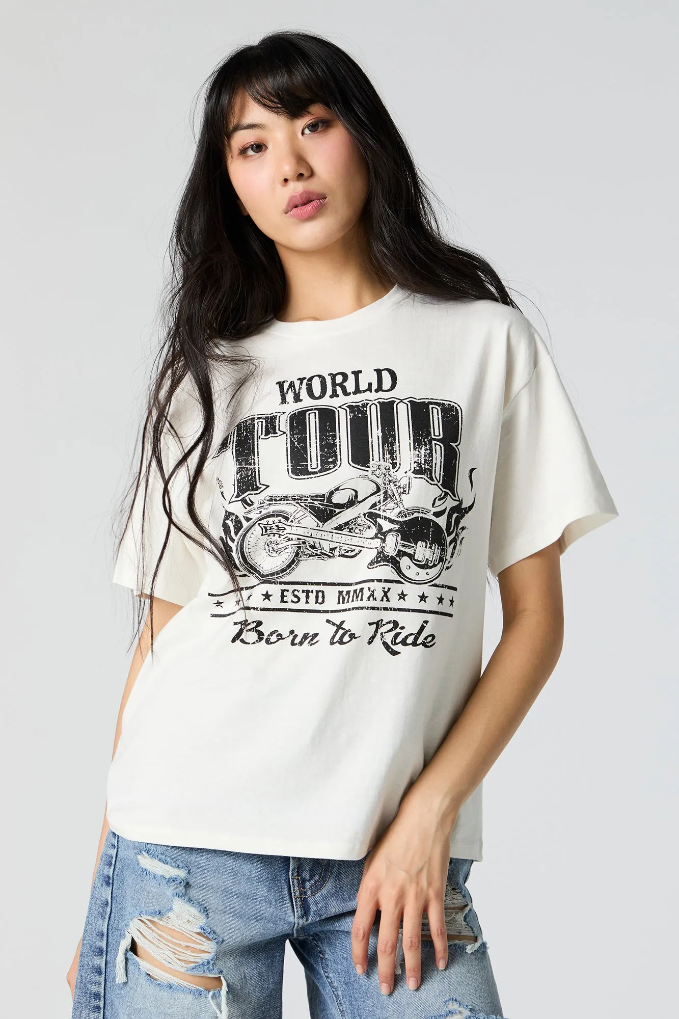 Born To Ride Graphic Boyfriend T-Shirt