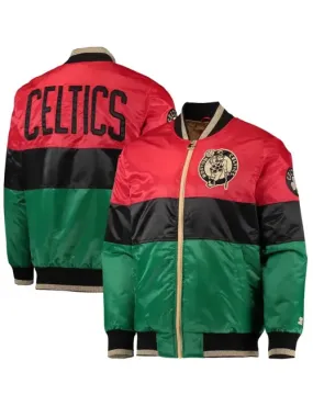 Boston Celtics NBA Satin Bomber Style Letterman Basketball Varsity Jacket