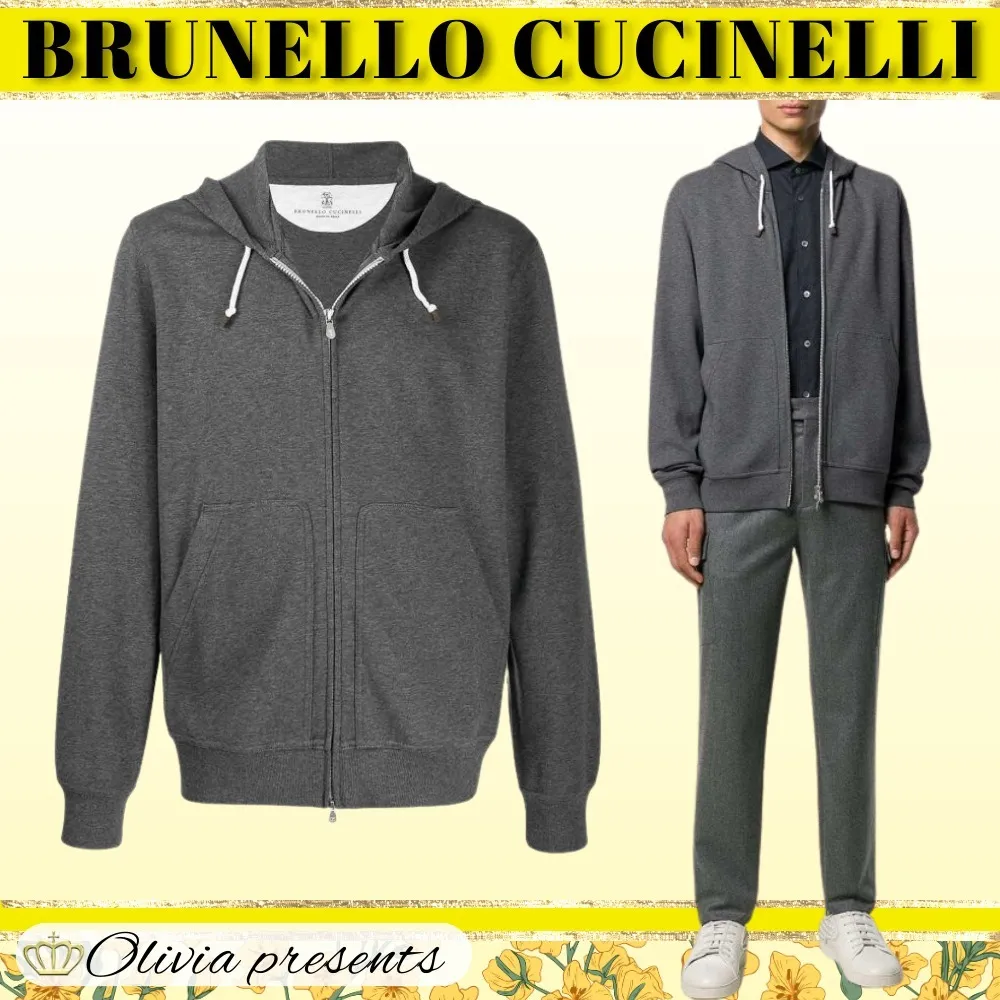 BRUNELLO CUCINELLI  |Long Sleeves Plain Logo Hoodies