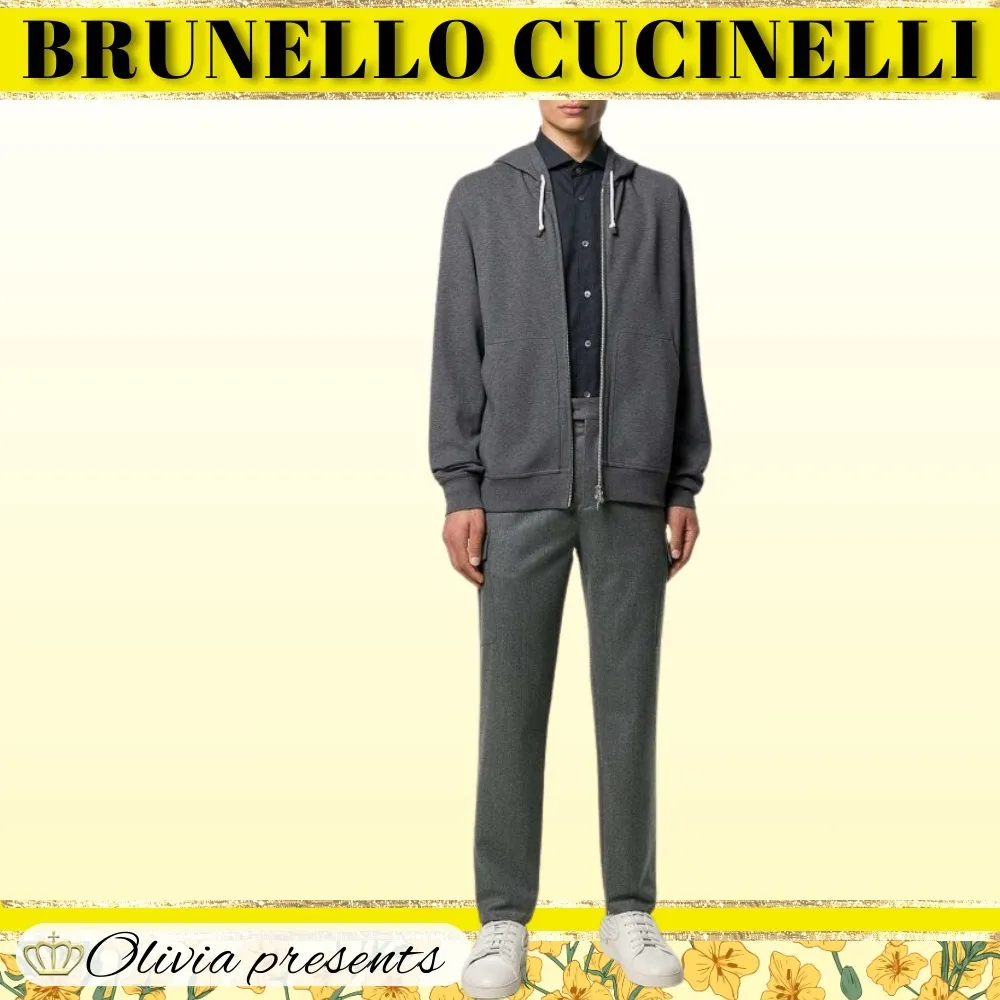 BRUNELLO CUCINELLI  |Long Sleeves Plain Logo Hoodies