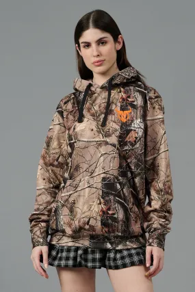 Camo Jungle Allover Print Hoodie for Women