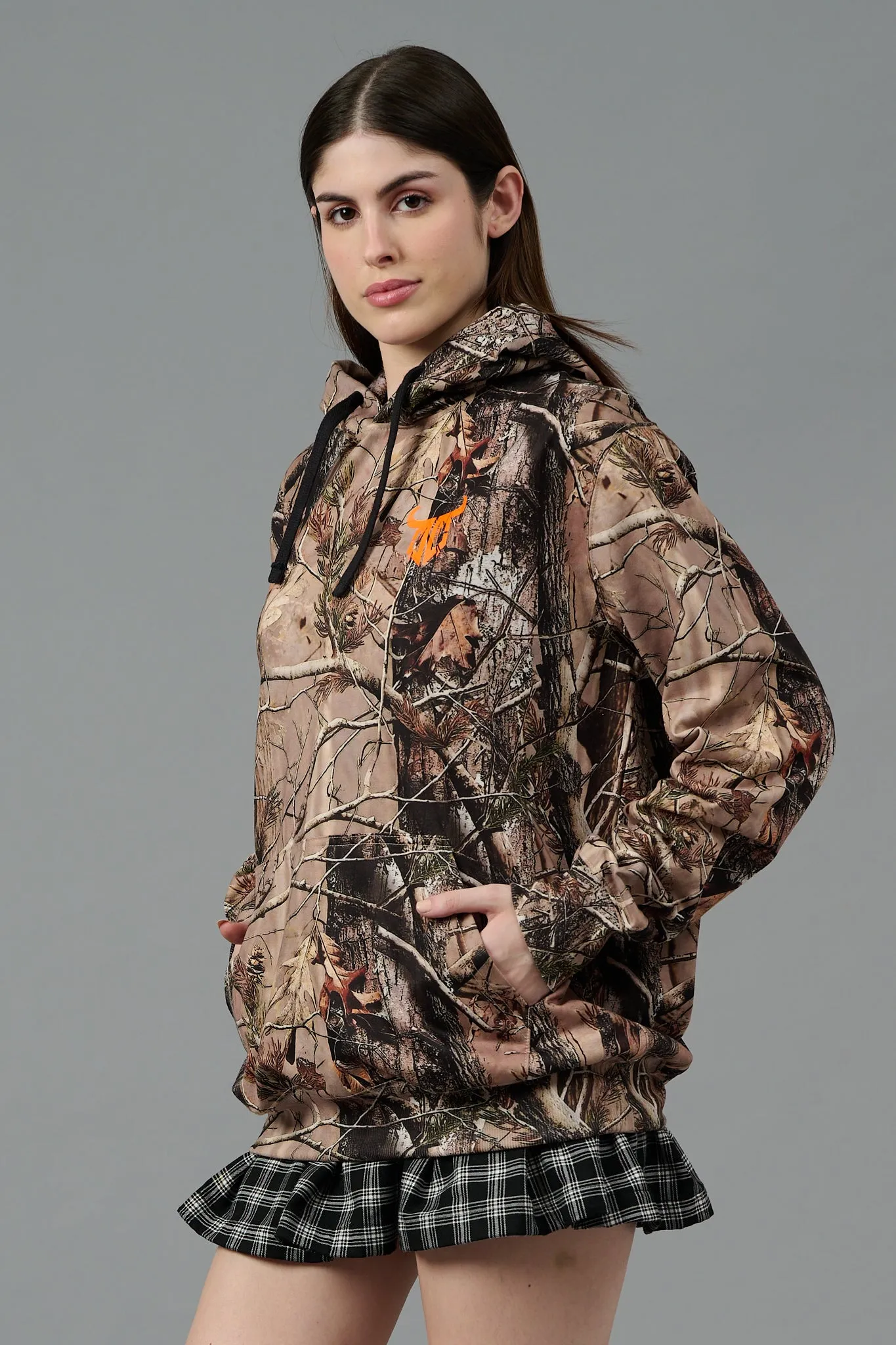 Camo Jungle Allover Print Hoodie for Women