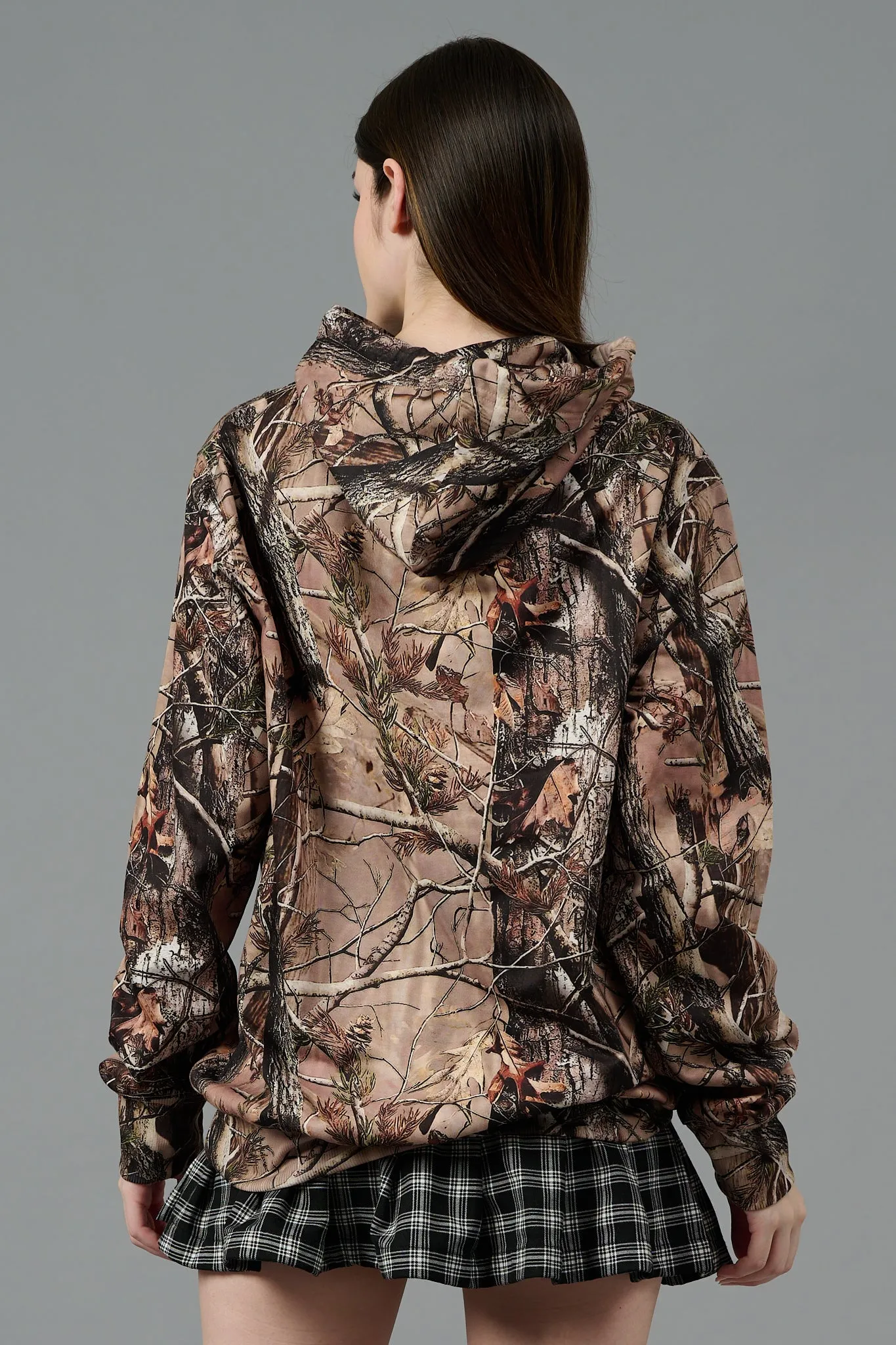 Camo Jungle Allover Print Hoodie for Women