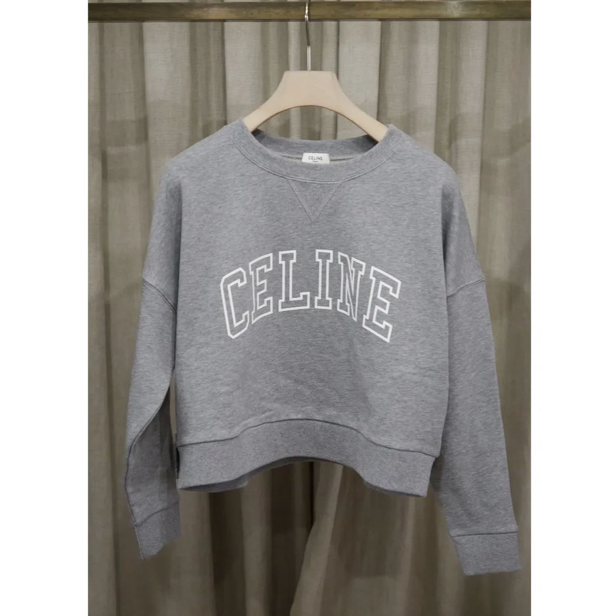 CELINE  |Long Sleeves Plain Cotton Logo Hoodies & Sweatshirts