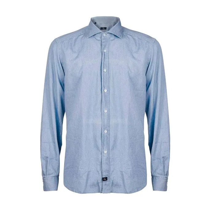 CHAMBRAY SHIRT WITH FRENCH COLLAR Man Light denim