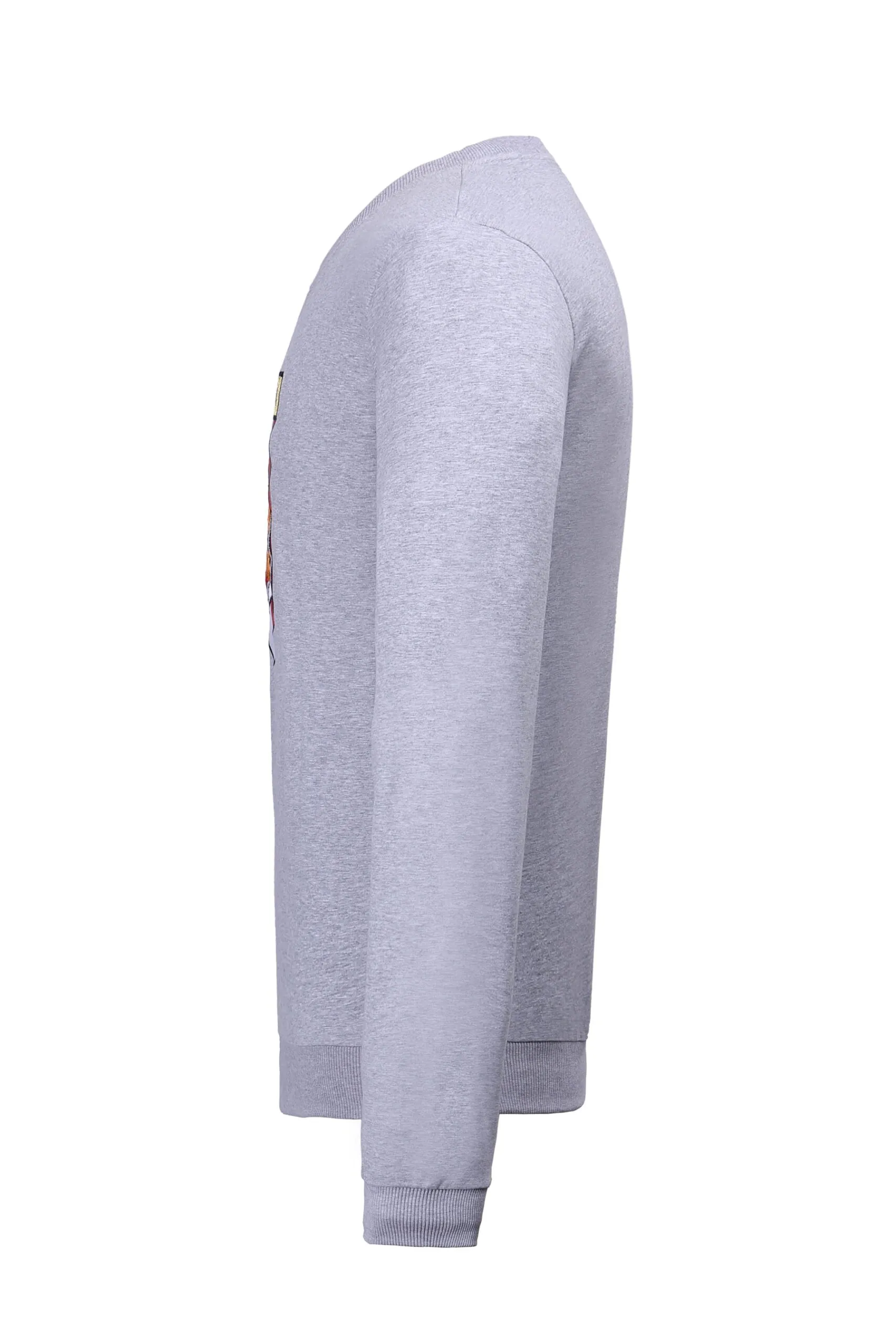 Cotton Sweatshirt with Embroidery – Light Grey