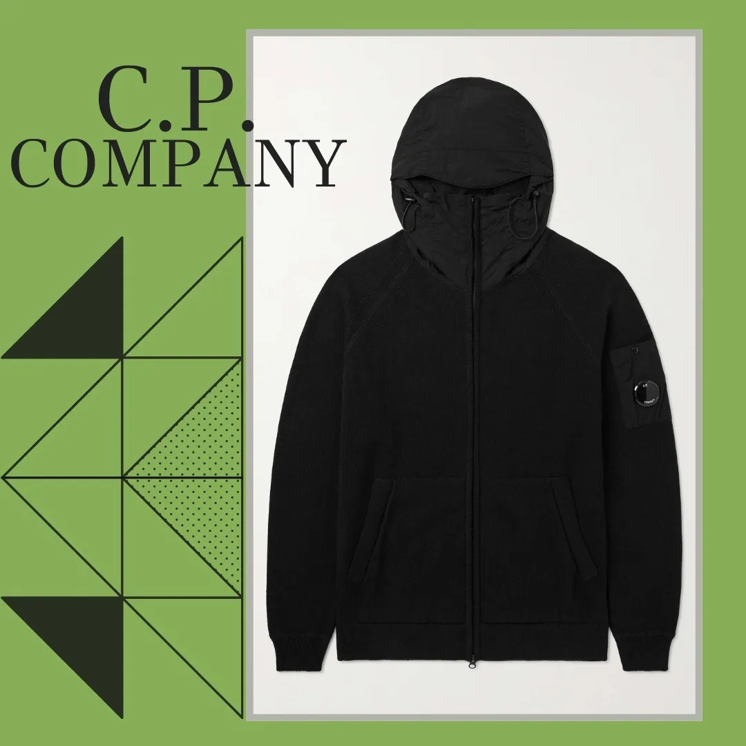 C.P. Company  |Long Sleeves Plain Cotton Logo Hoodies