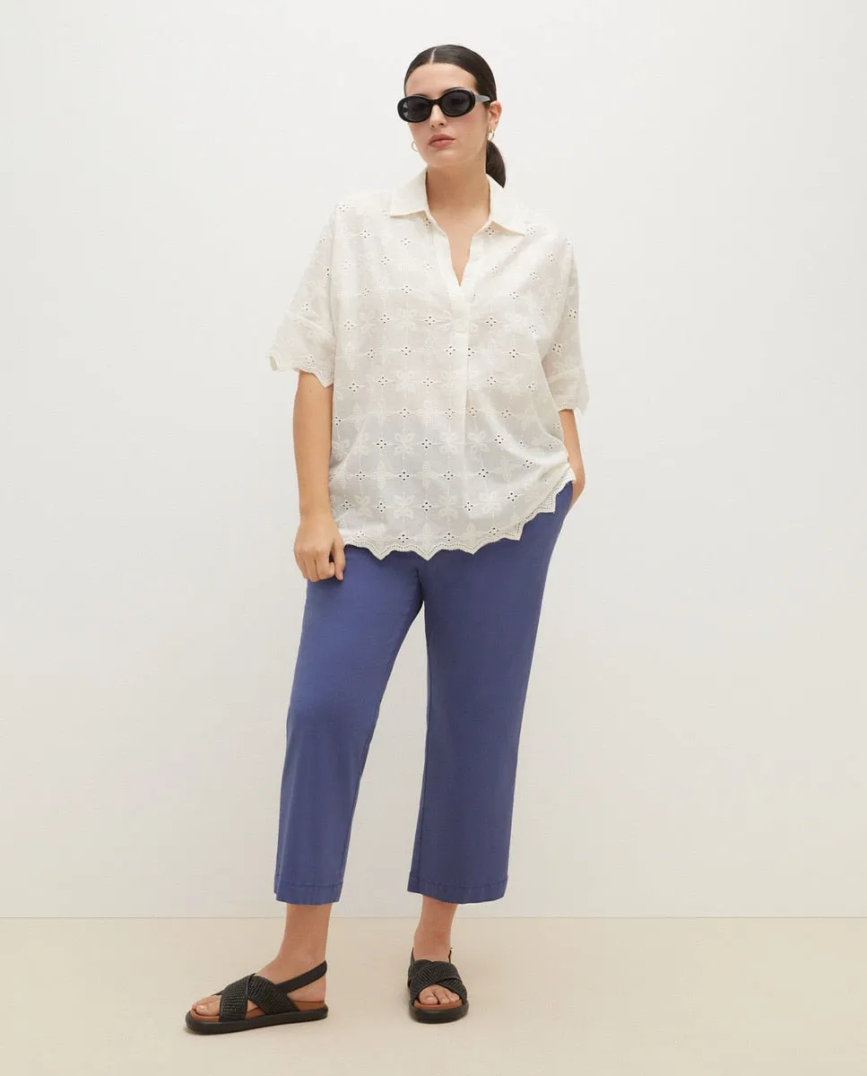 Cropped Cotton Pant - Blue