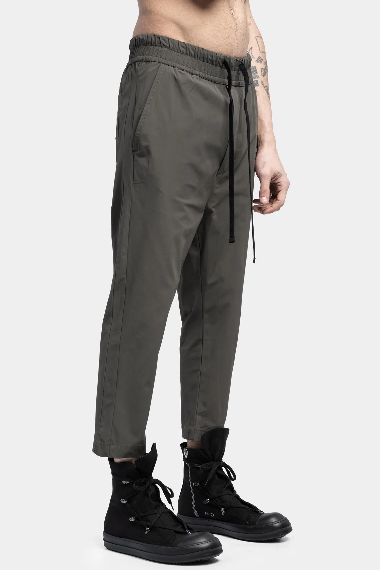 Cropped drawstring trousers, Ivy green