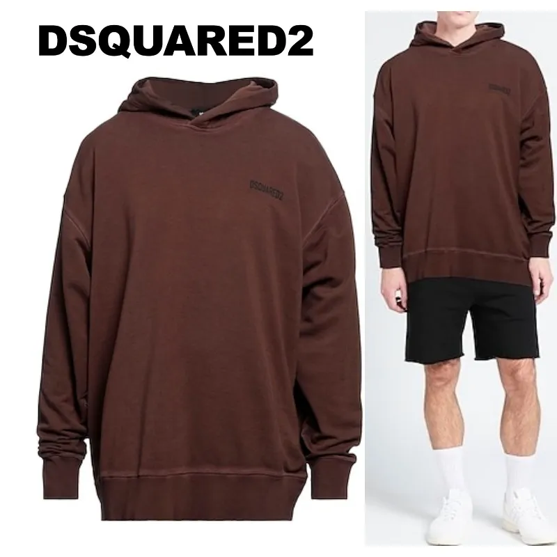 D SQUARED2  |Long Sleeves Cotton Logo Luxury Hoodies